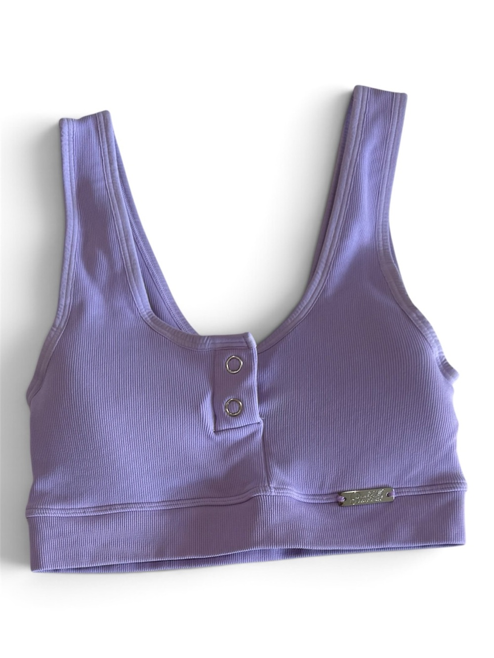 BOMBSHELL SPORTSWEAR Snap Top Henley Sports Bra M Lavender Spring Fairy